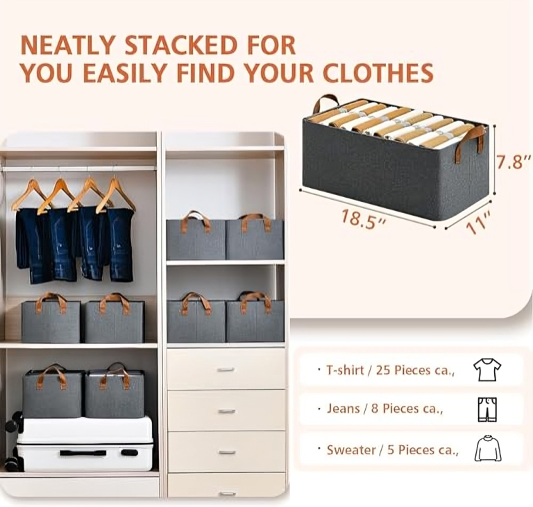 Wardrobe Organizer for Clothes with Metal Frame Rectangle Storage