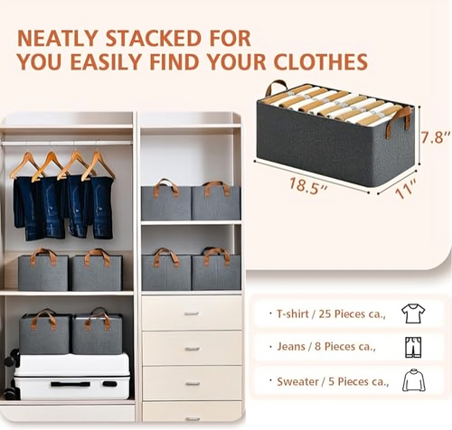 Wardrobe Organizer for Clothes with Metal Frame Rectangle Storage